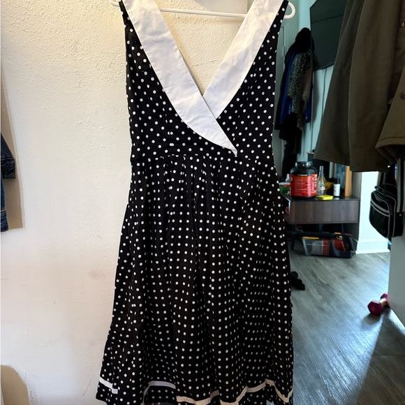 Hell Bunny Black and White Midi Sundress with Sailor Collar - Picture 2 of 3